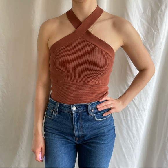 Abercrombie Ottoman Halter Neck Tank Top in Rust Orange Size Large - Picture 6 of 6